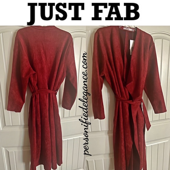 NEW Just Fab Faux Suede Orange Spice Waterfall Long Coat Size 2X - Picture 16 of 16